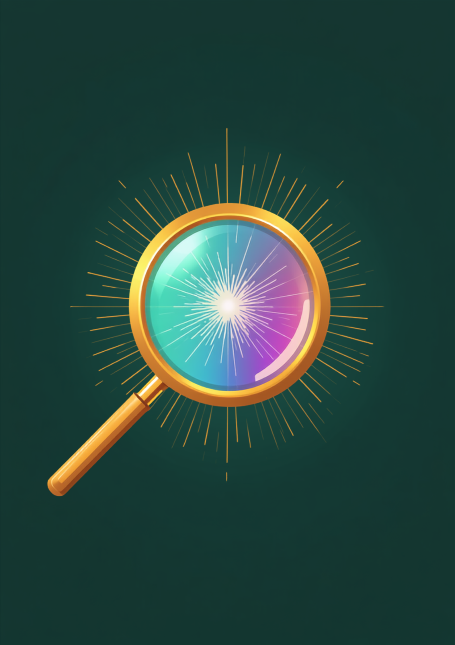 A brass loupe examining a glowing holographic trading card